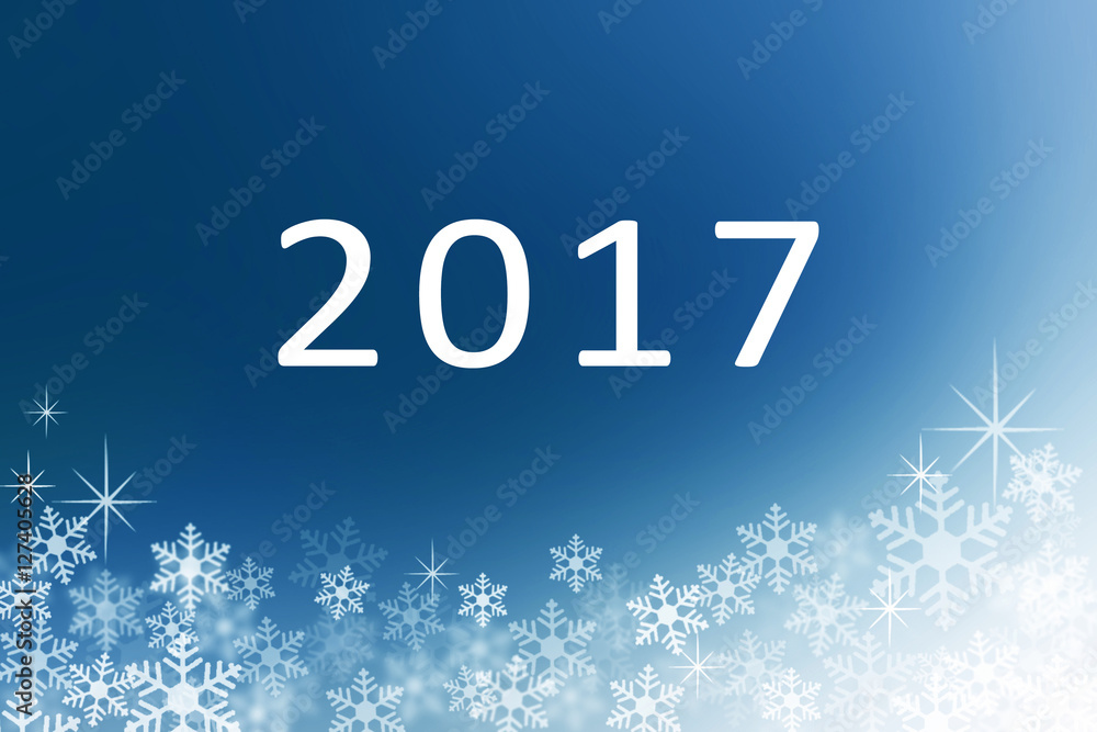 Happy new year 2017 with Snow flakes on midnight blue abstract w Happy new year 2017 with Snow flakes on midnight blue abstract w