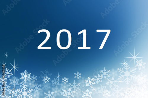 Happy new year 2017 with Snow flakes on midnight blue abstract w