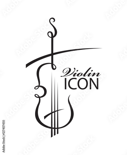 abstract monochrome illustration of violin with text