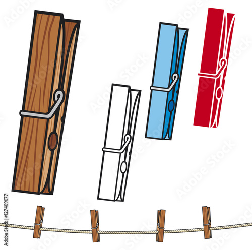 clothespin and rope (clothes pegs)