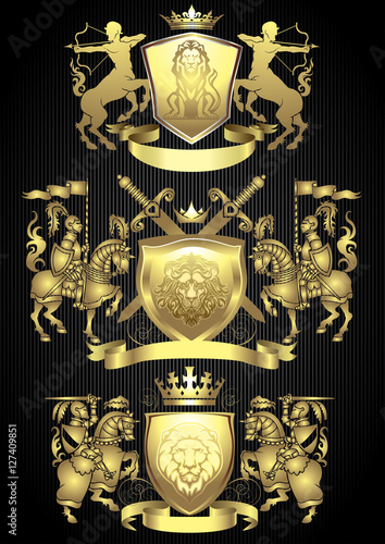Knight gold heraldic set