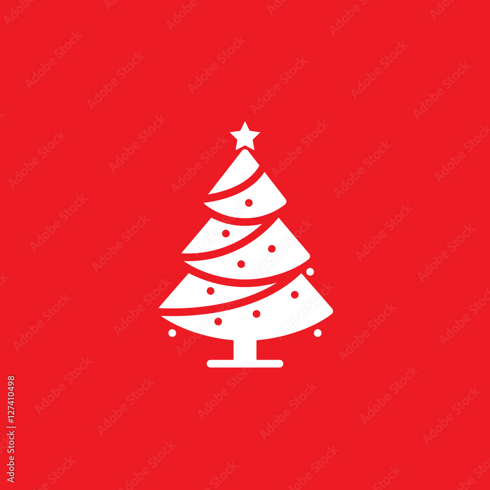 Christmas tree icon vector, decorated conifer filled flat sign, solid pictogram isolated on red, spruce logo illustration Christmas tree icon vector, decorated conifer filled flat sign, solid pictogram isolated on red, spruce logo illustration