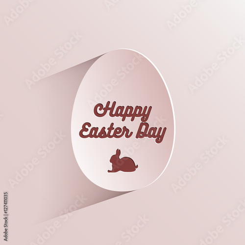 Happy easter lettering in egg on textured paper. Vintage text banner for your design. Hand drawn 