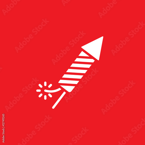 Petard, Fireworks Rocket icon vector, filled flat sign, solid pictogram isolated on red, logo illustration