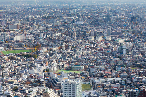 Aerial view Tokyo crowned residence area, Japan