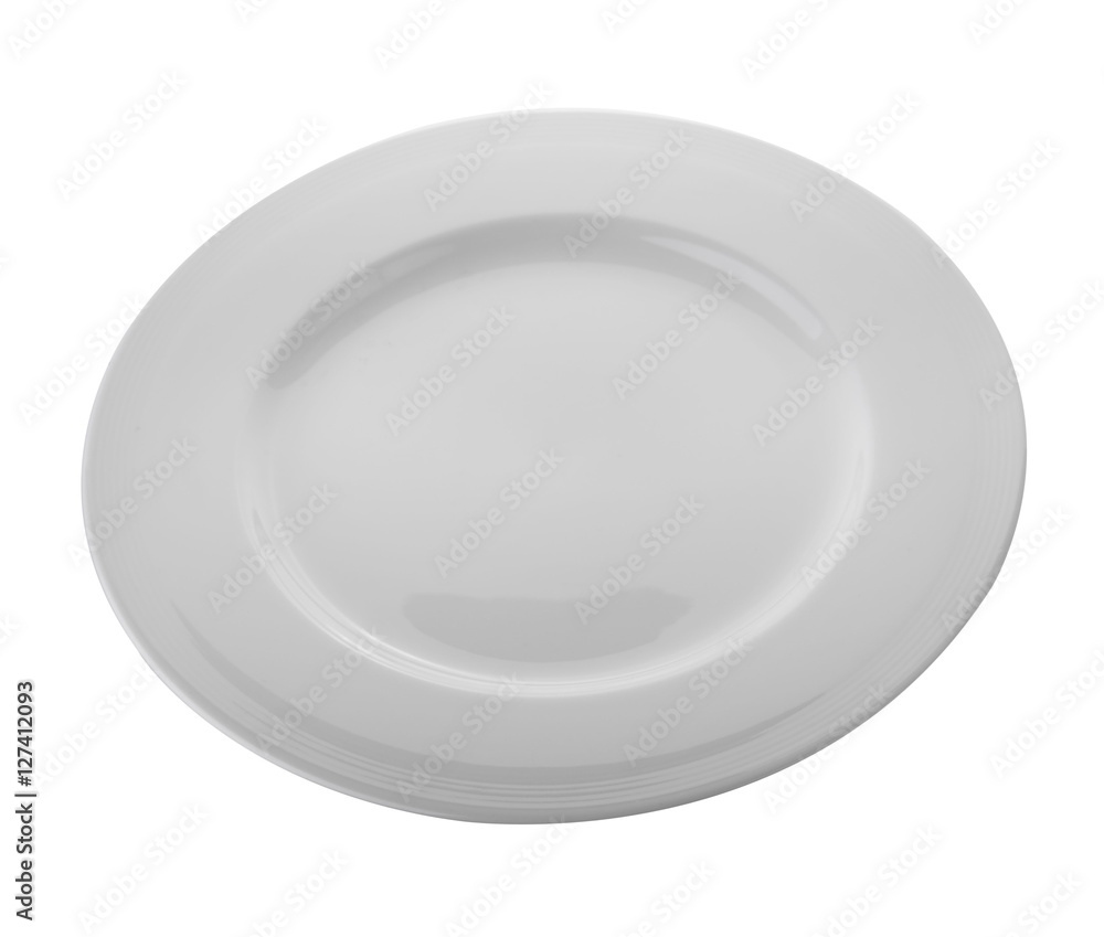 Empty white plate isolated on a white background Empty white plate isolated on a white background