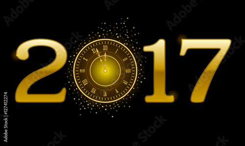 2017, золотые новогодние часы