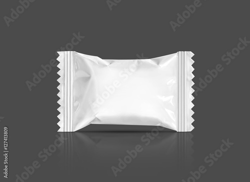 blank packaging candy palstic sachet isolated on gray background
