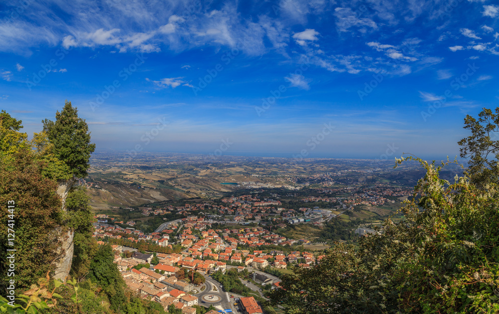 A view of the state of San Marino Monte Titano, summer day