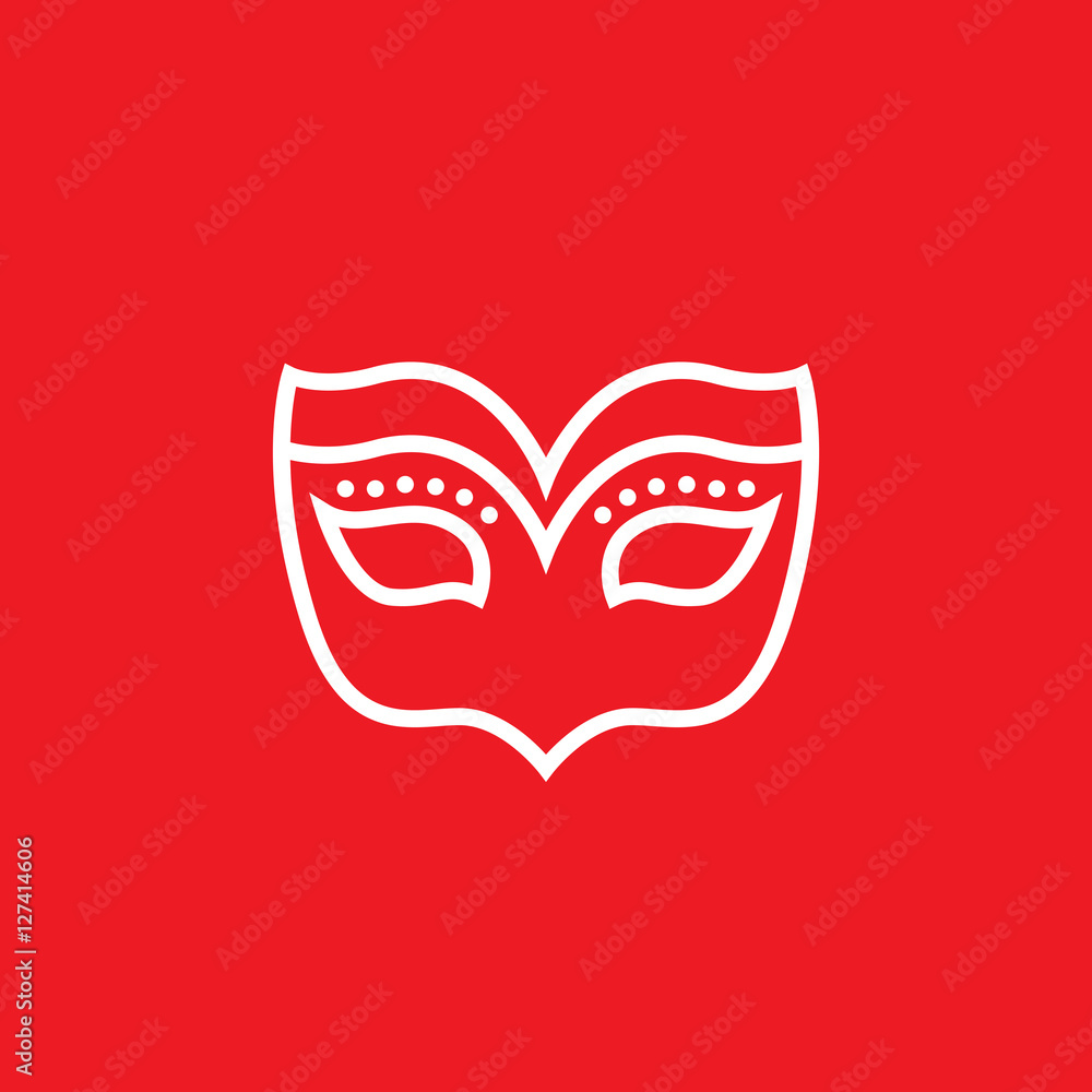 Masquerade mask line icon, outline vector sign, linear pictogram isolated on red. logo illustration Masquerade mask line icon, outline vector sign, linear pictogram isolated on red. logo illustration