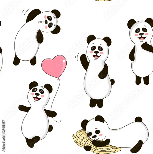 Fototapeta Naklejka Na Ścianę i Meble -  Seamless pattern panda