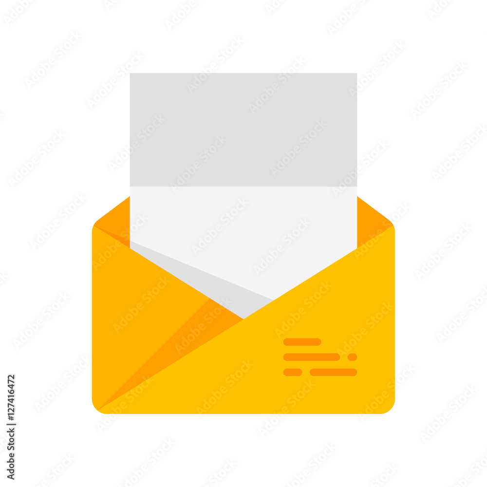 The envelope with the letter. Vector icon. The envelope with the letter. Vector icon.