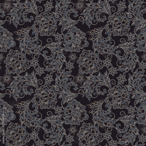 ethnic flowers seamless vector pattern