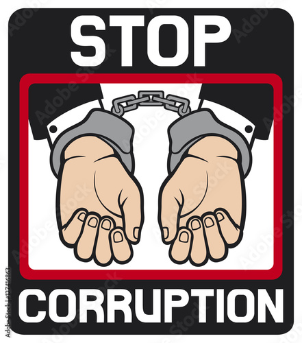 hands in handcuffs - stop corruption sign