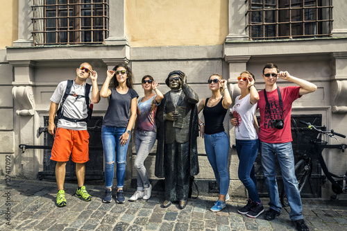 Young people walking around the Stockholm, Sweden