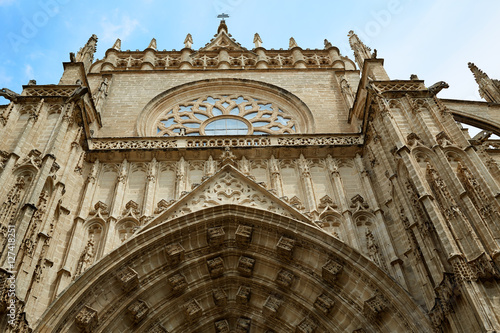 Seville cathedral facade in Sevilla Spain