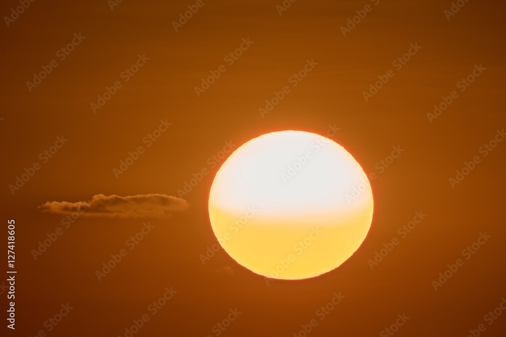 Beautiful sunset with orange sky background. Full sunset