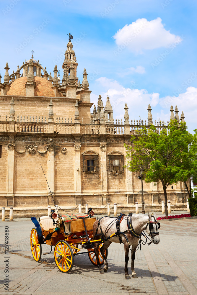 Naklejka premium Seville cathedral facade of Sevilla Andalusia