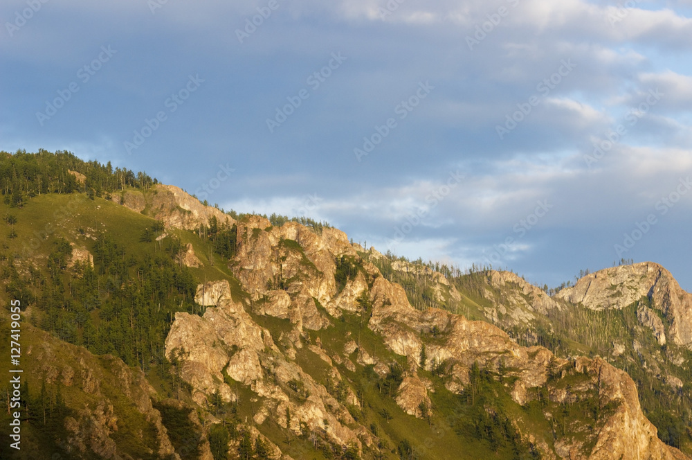 Russia. Khakassia. Sayan Mountains. Ridge Togyz-Az. Rocky Ridge. The trail shamans.
