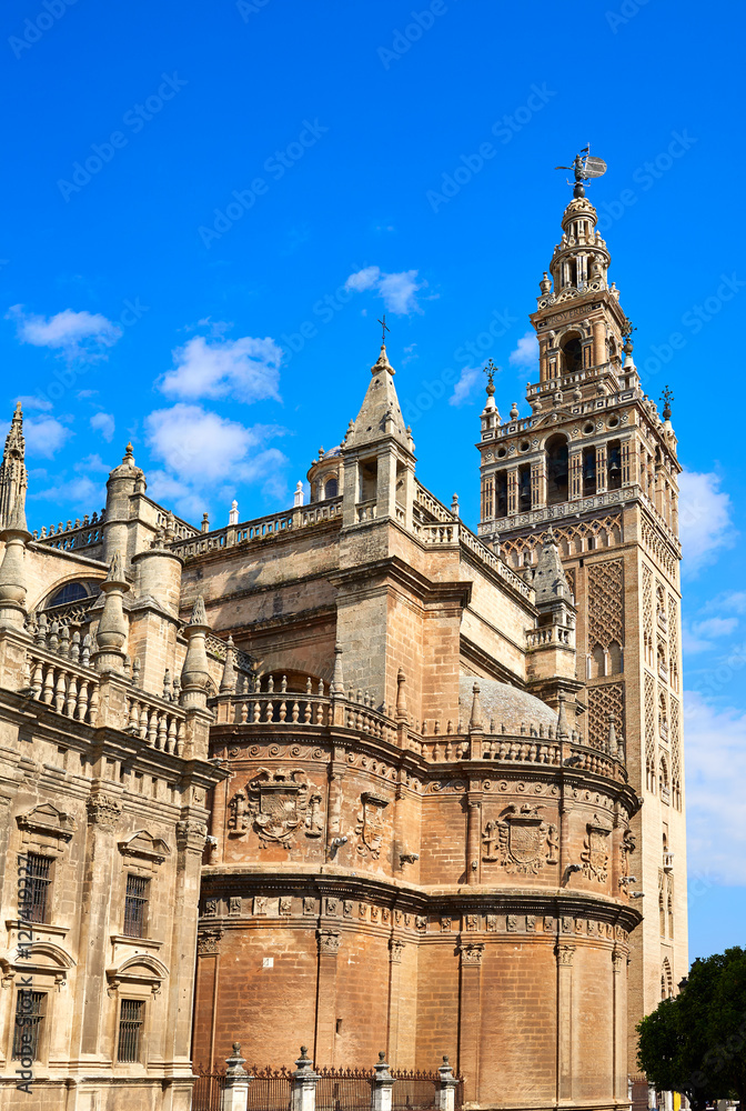 Seville cathedral Giralda tower of Sevilla Spain