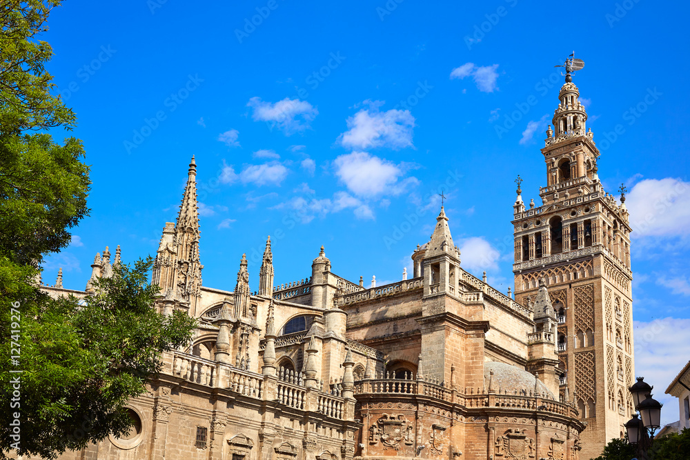 Seville cathedral Giralda tower of Sevilla Spain