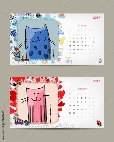 2017 baby calendar template. Insert your photo