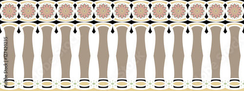 Elegant, spectacular and decorative border of Hindu and Arabic inspiration of various colors, brown, golden, black, dark pink and green