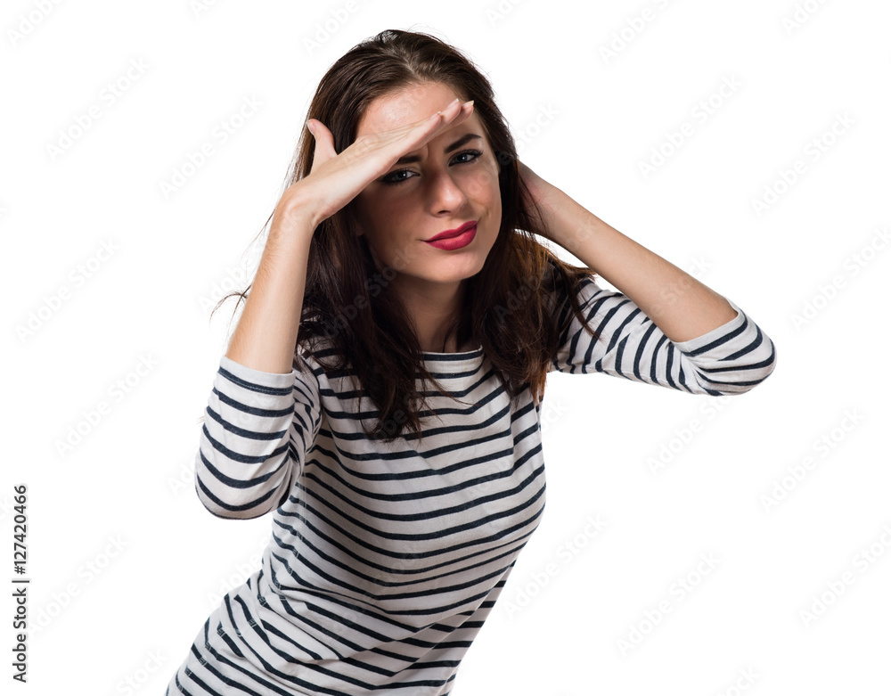 Pretty young girl showing something Pretty young girl showing something