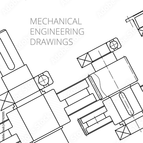 Mechanical Engineering drawing. Blueprints. Mechanics. Engineer Drawing Background. Mechanical Web Element. Vector Abstract Background.