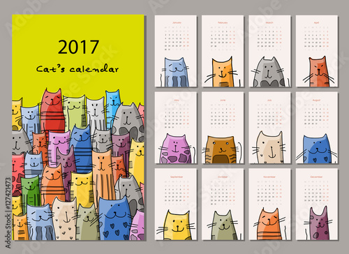 Funny cats. Design calendar 2017