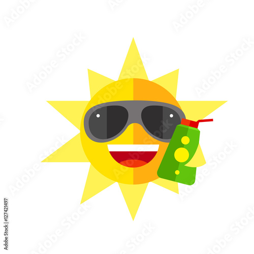 Sun holding opened sunscreen lotion icon