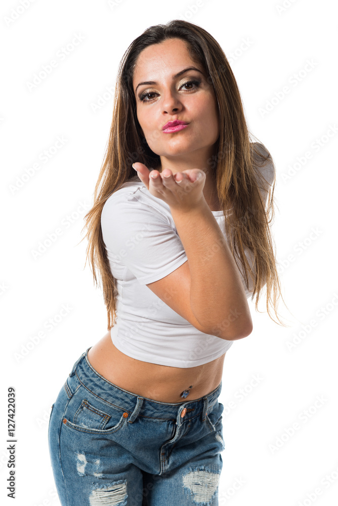Woman sending a kiss Woman sending a kiss
