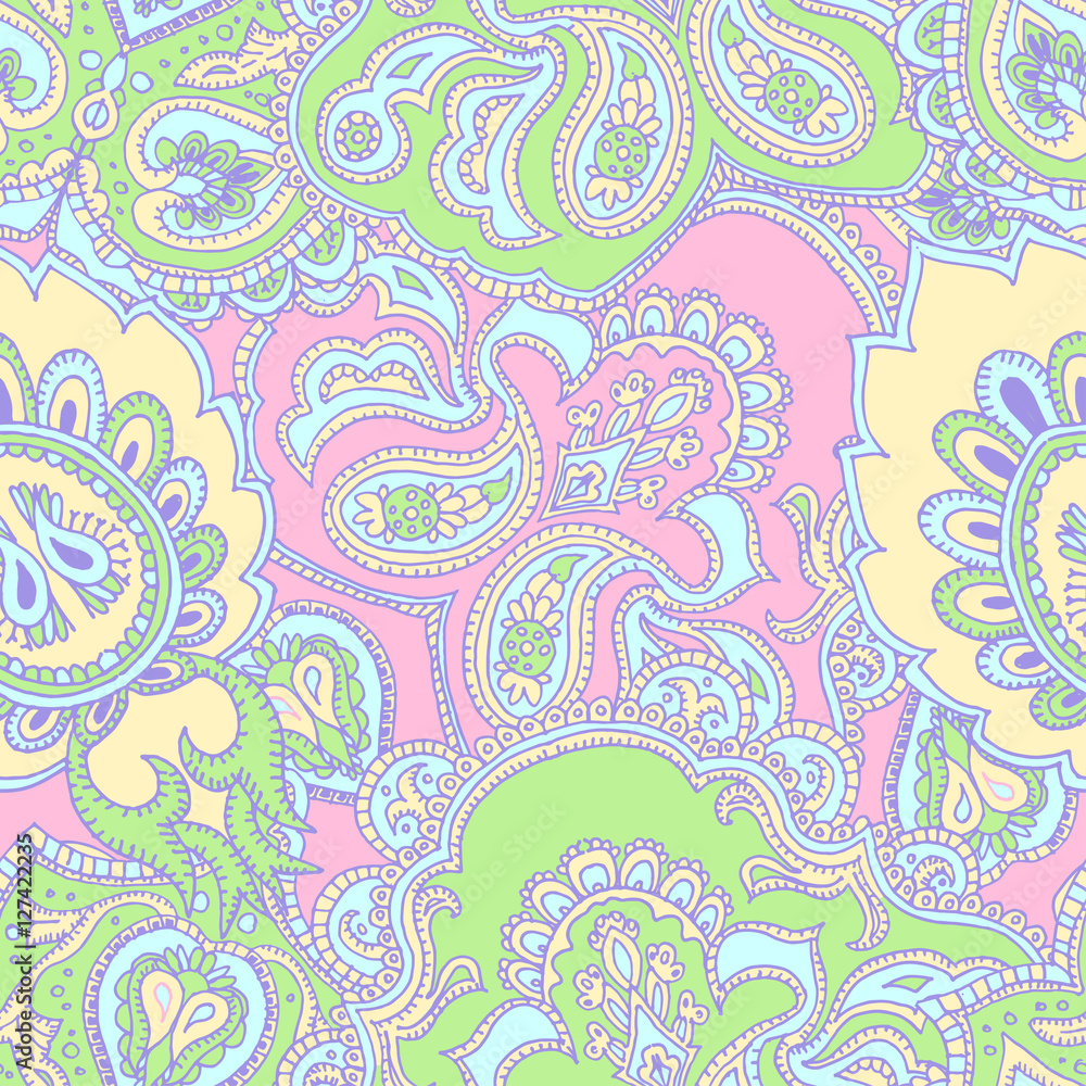 Paisley. Seamless pattern. Oriental traditional pattern.A template for a print fabric, wrapping paper, textiles.Limited Palette Paisley. Seamless pattern. Oriental traditional pattern.A template for a print fabric, wrapping paper, textiles.Limited Palette
