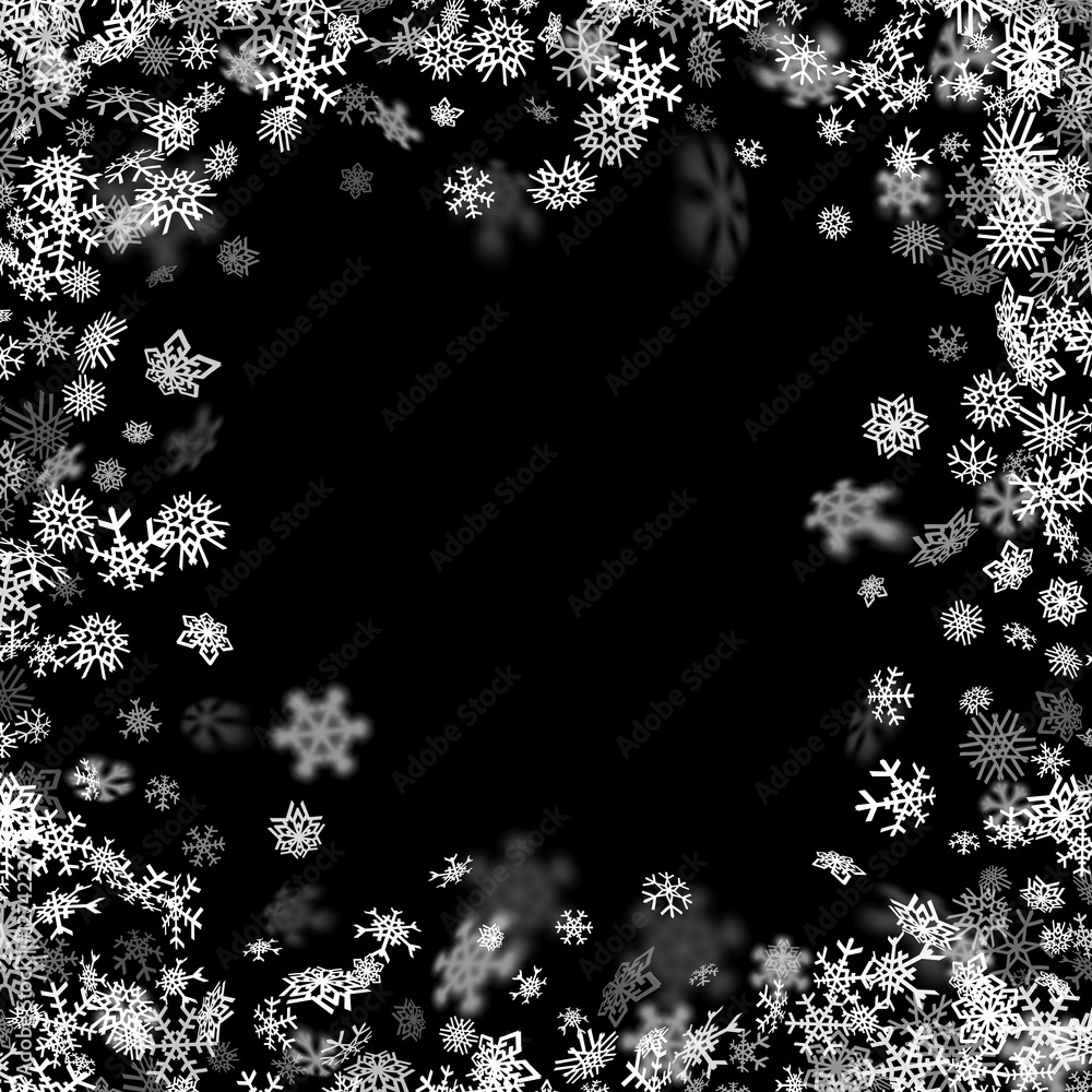 Snowfall background with snowflakes blurred in the dark Snowfall background with snowflakes blurred in the dark