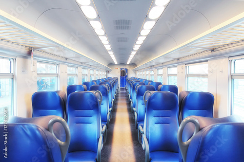 Empty railway carriage. Interior of an Italian railway carriage. No people. photo