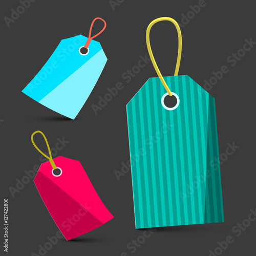 Paper Tags. Empty Vector Labels on Dark Background.