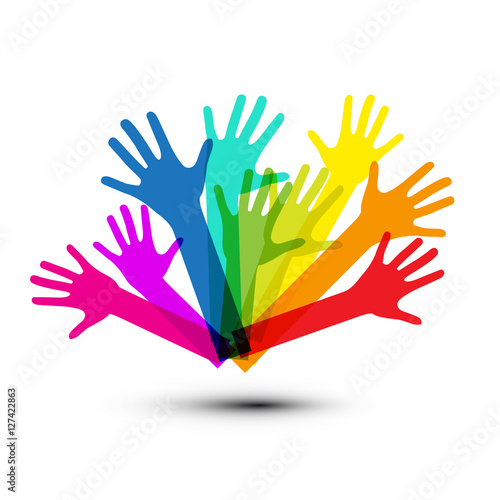 Colorful Vector Hands Isolated on White Background