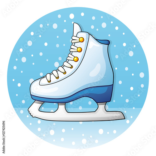 Ice skate on a winter background icon.