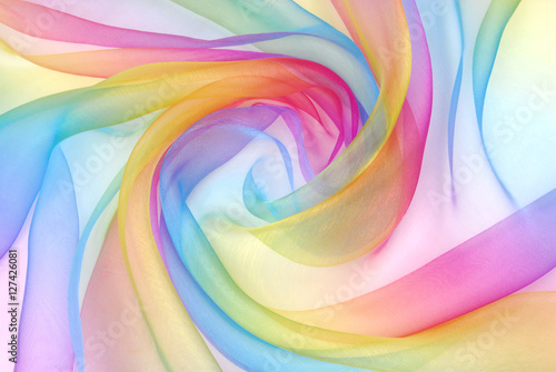 organza fabric in rainbow color