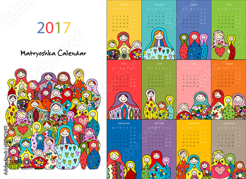 Matryoshka, calendar 2017 design