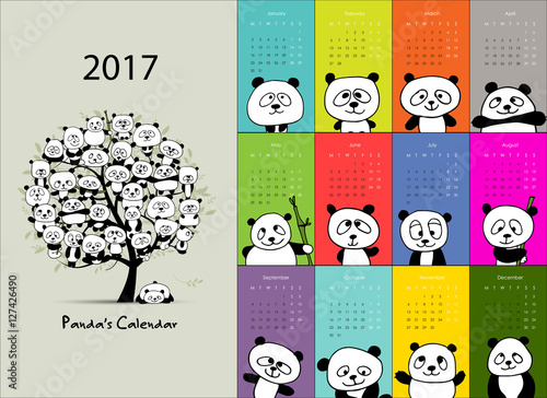 Panda calendar 2017 design