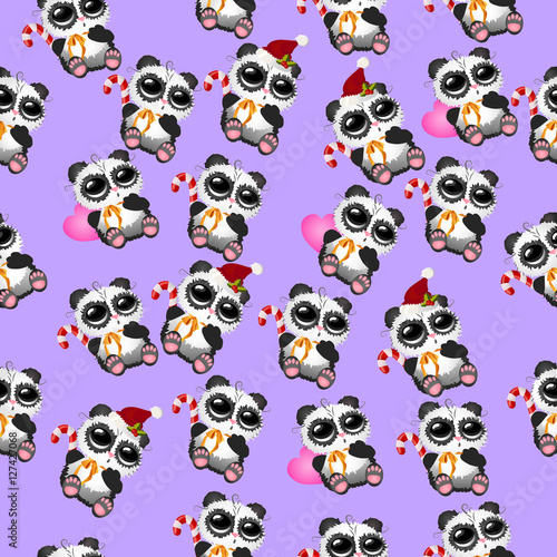Fototapeta Naklejka Na Ścianę i Meble -  cute christmas pandas