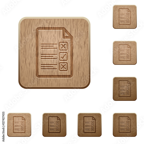 Questionnaire document wooden buttons