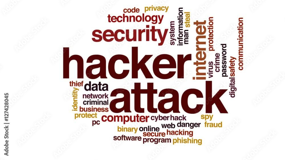 Hacker attack animated word cloud. Hacker attack animated word cloud.