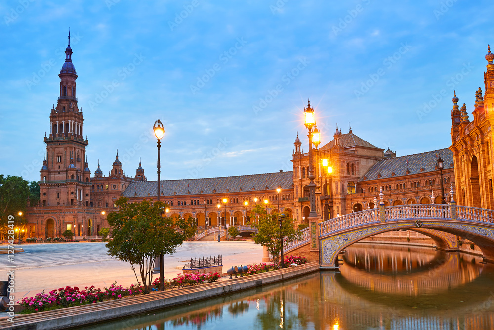Fototapeta premium Seville Plaza de Espana sunset Andalusian Sevilla
