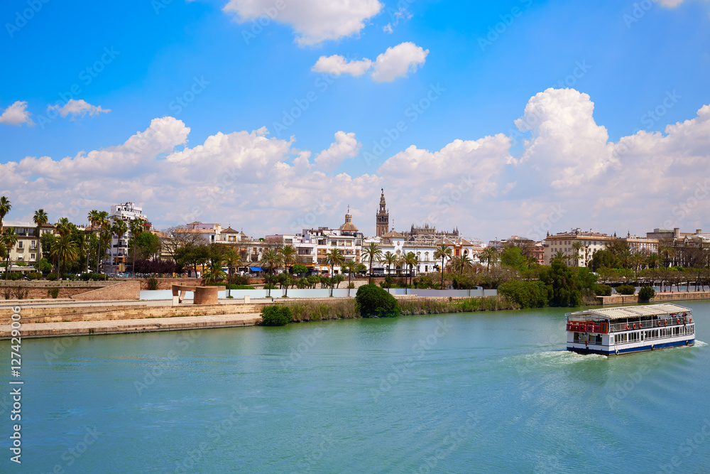 Seville skyline and Algonso XIII channel Andalusia
