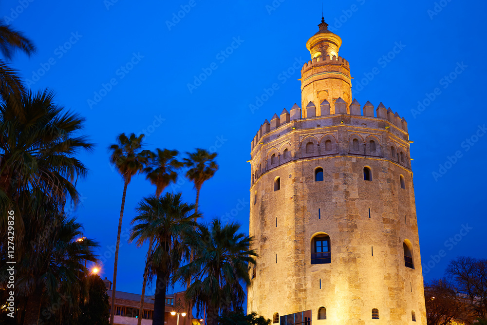 Seville torre del Oro sunset Sevilla Andalusia