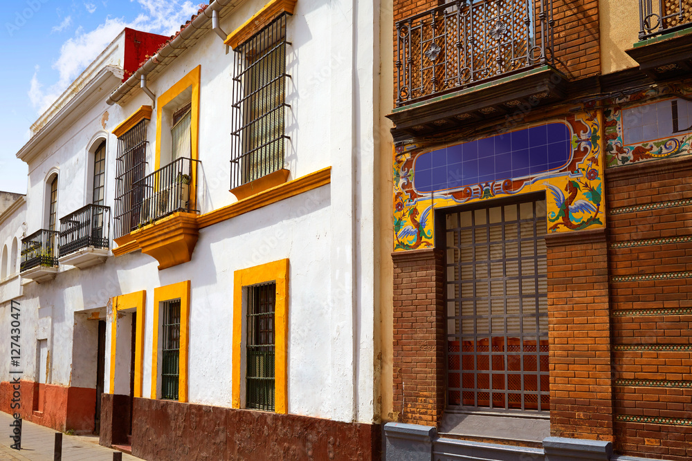Triana barrio of Seville facades Andalusia Spain