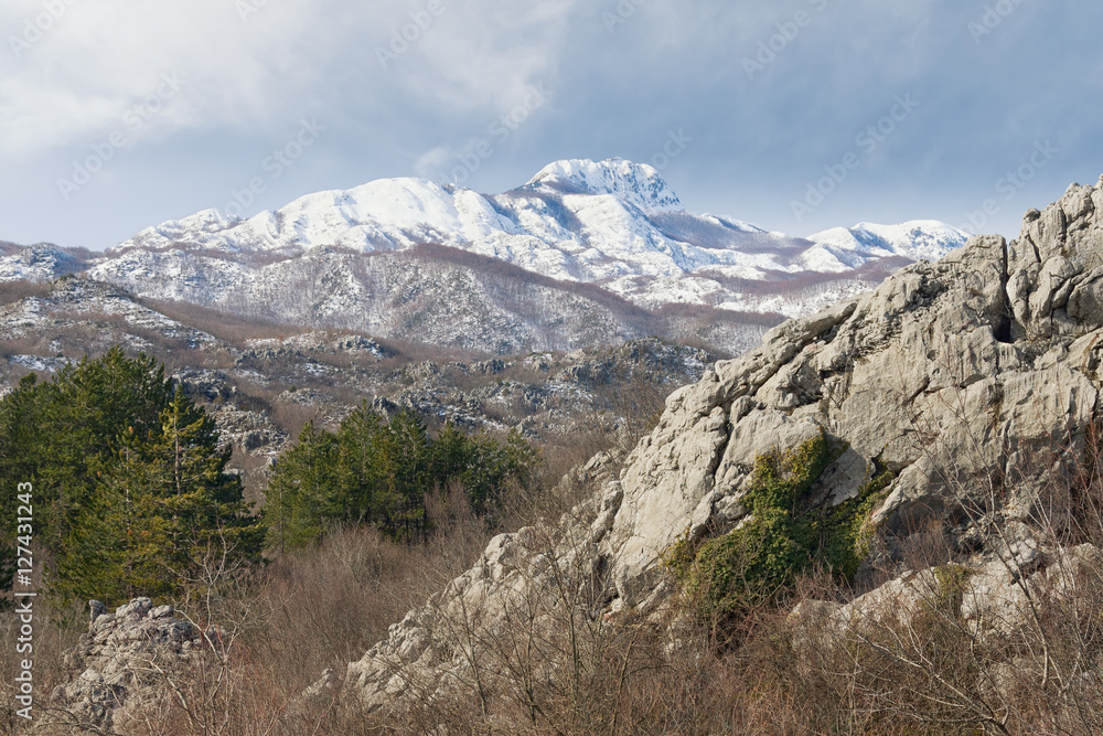 Winter Montenegro. View of  Mount Lovсen