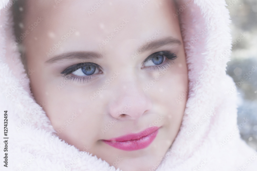 Winter portrait of adorable happy child girl Winter portrait of adorable happy child girl